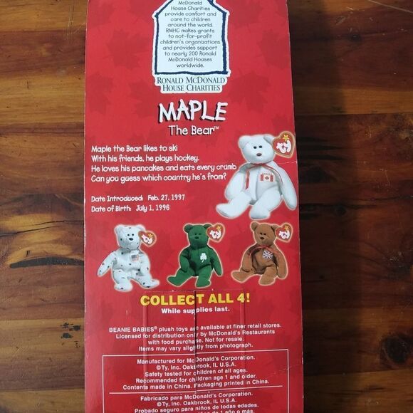 TY Teenie Original Beanie Baby Maple The Bear - Picture 3 of 5